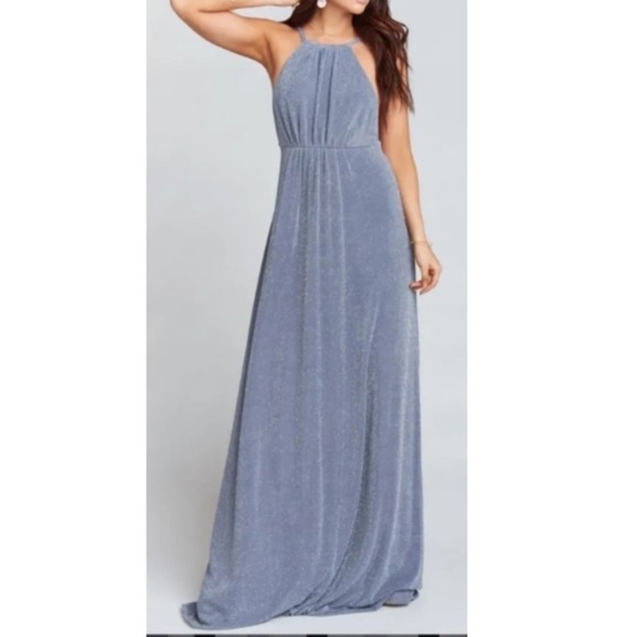 Show Me Your Mumu NWT Amanda Dancing Queen Shine Smoke Gray Sparkle Maxi Dress S - Picture 1 of 17